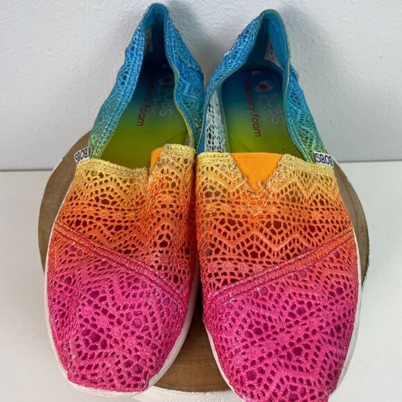 Bob’s Skechers Pink and Orange Slip-On Flats Vibrant Loafers Size 8M EUC - Picture 3 of 7